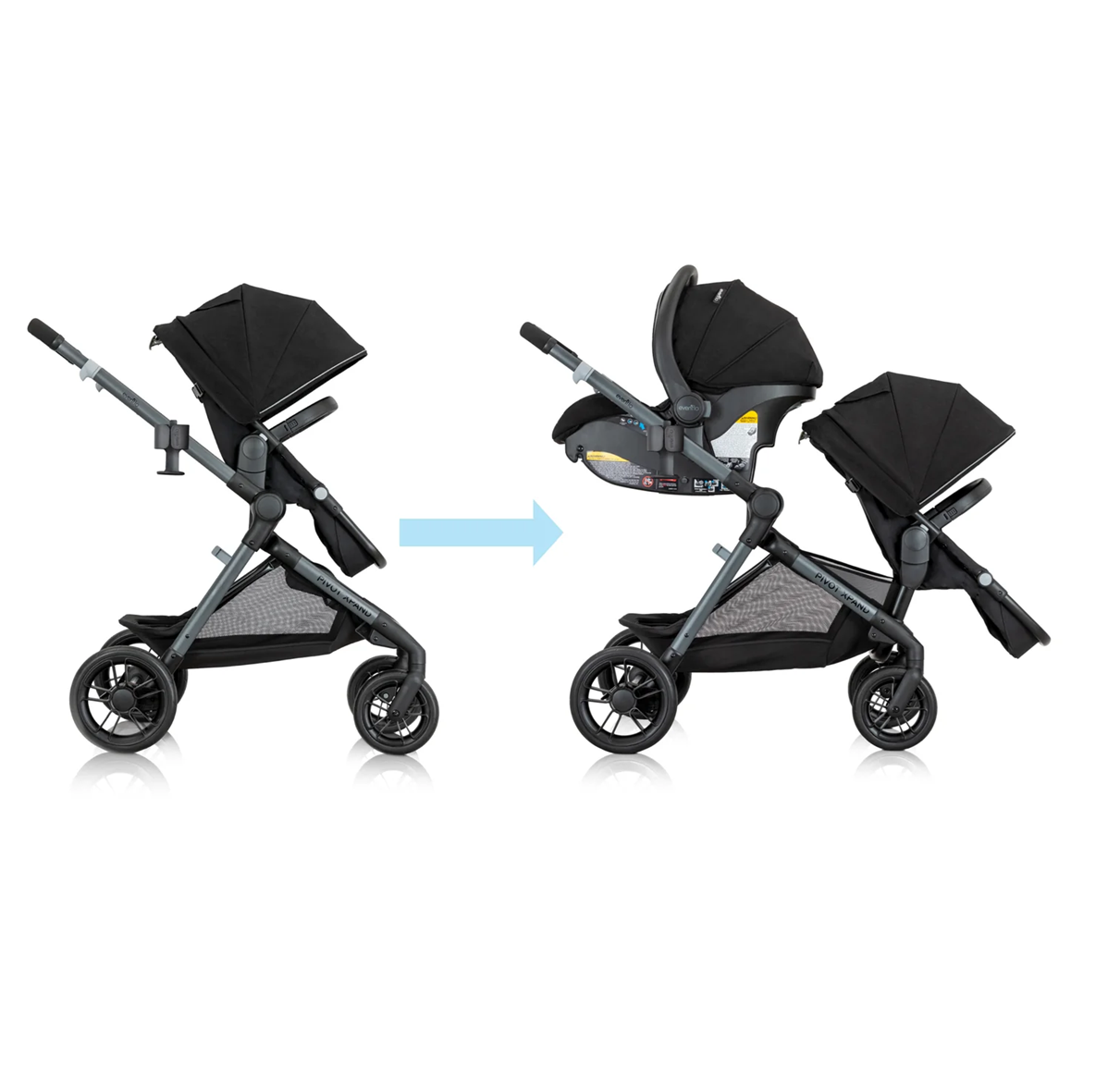 Evenflo - Pivot Xpand Modular Travel System with LiteMax Infant Car Seat - Ayrshire Black