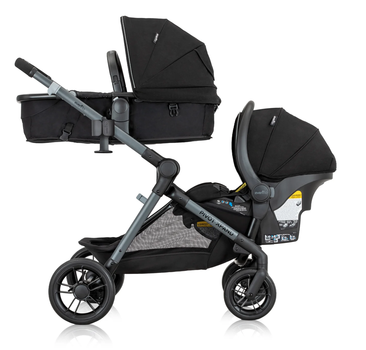Evenflo - Pivot Xpand Modular Travel System with LiteMax Infant Car Seat - Ayrshire Black