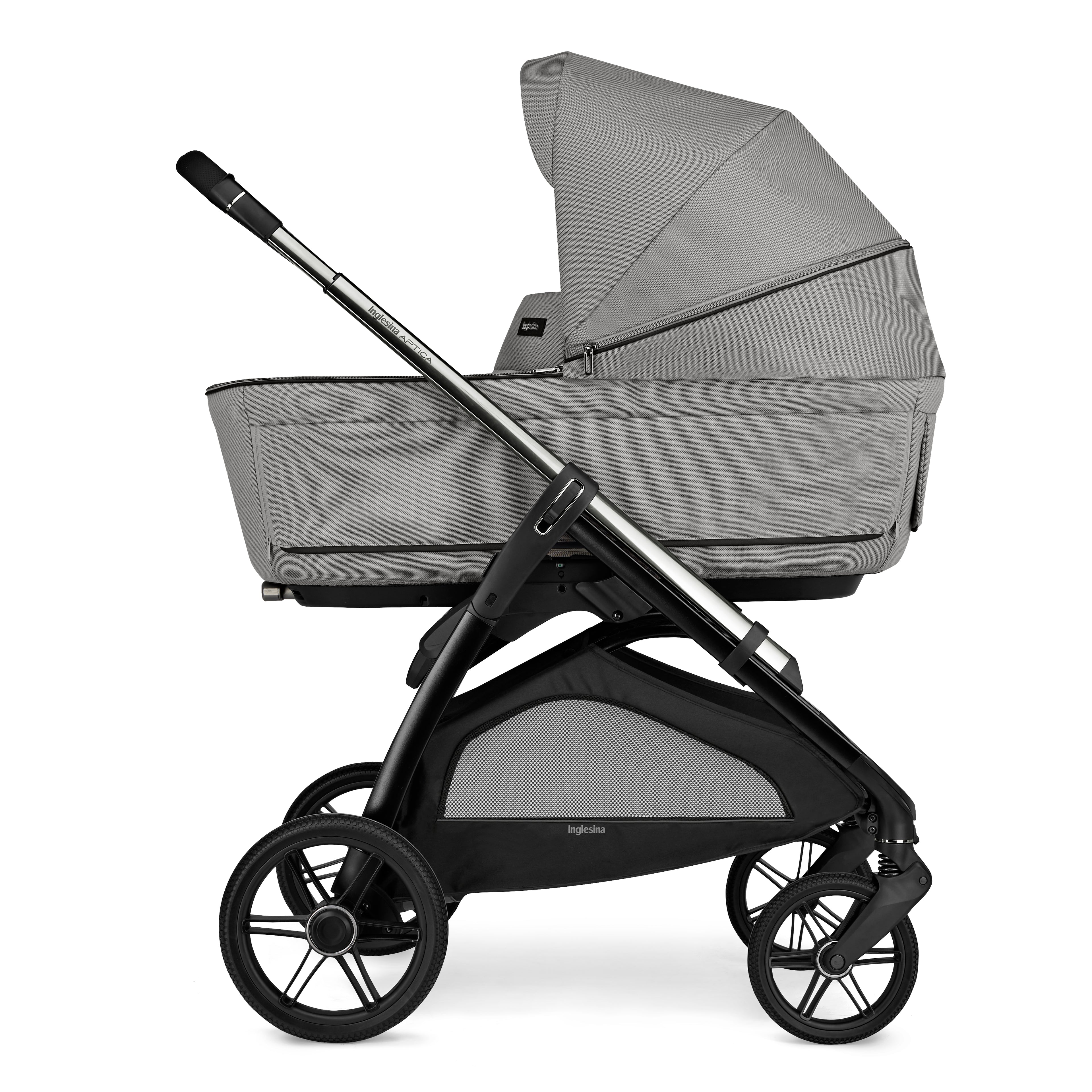 INGLESINA APTICA STROLLER DRW PLATINUM GREY+CHASSIS LITIO BLACK 4 IN 1 FULL SET