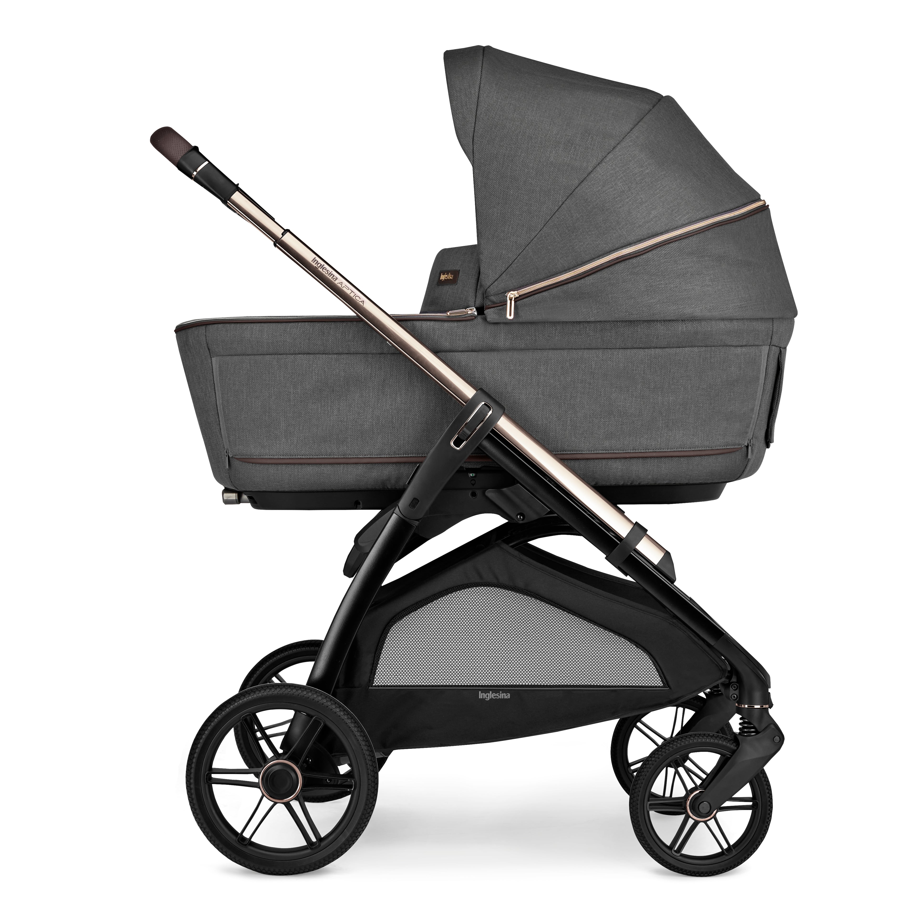 INGLESINA APTICA STROLLER VELVET GREY+CHASSIS PALLADIO BLACK 4 IN 1 FULL SET