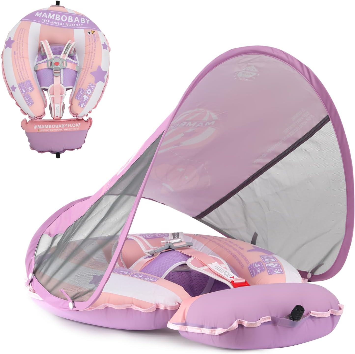 MAMBOBABY SELF-INFLATING BABY FLOAT WITH CANOPY