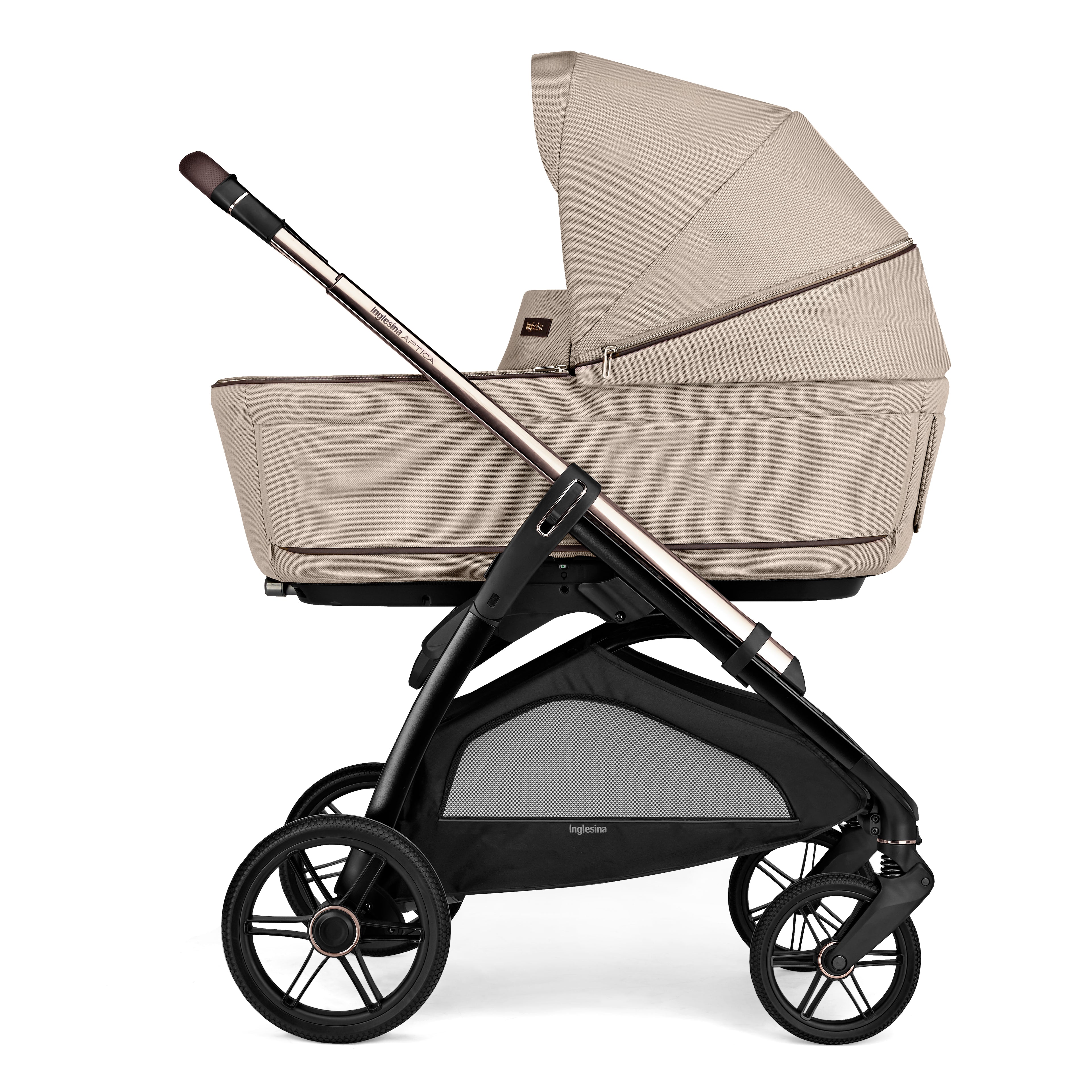 INGLESINA APTICA STROLLER PASHMINA BEIGE+CHASSIS PALLADIO BLACK 4 IN 1 FULL SET