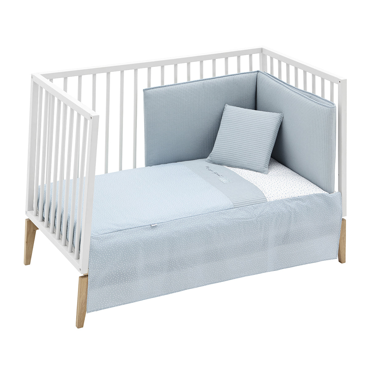 Baby Cotton Set 3 Pcs Bedspread W/S Cot 70x140 cm Forest Blue