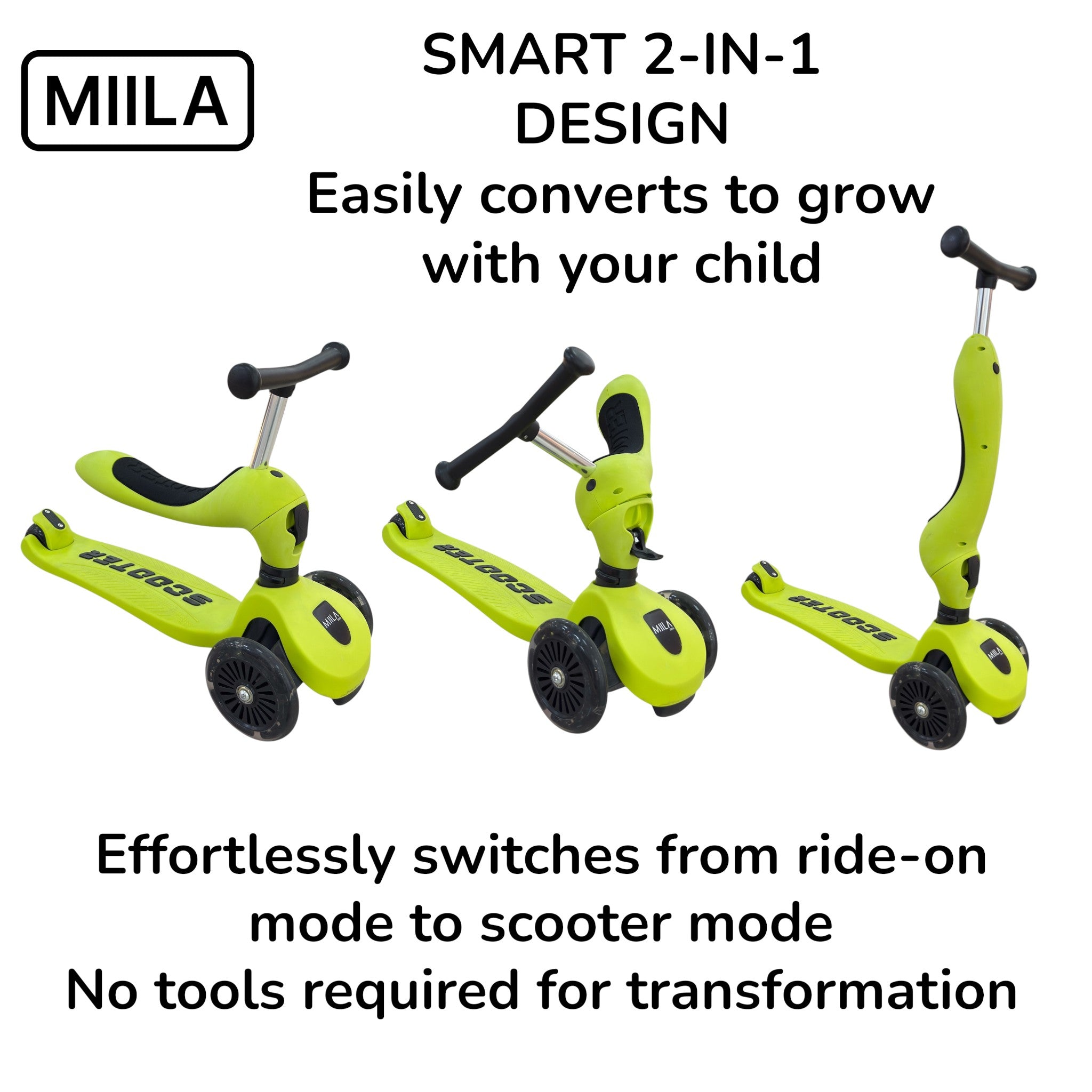 MIILA SCOOTER 2 IN 1 LIME GREEN