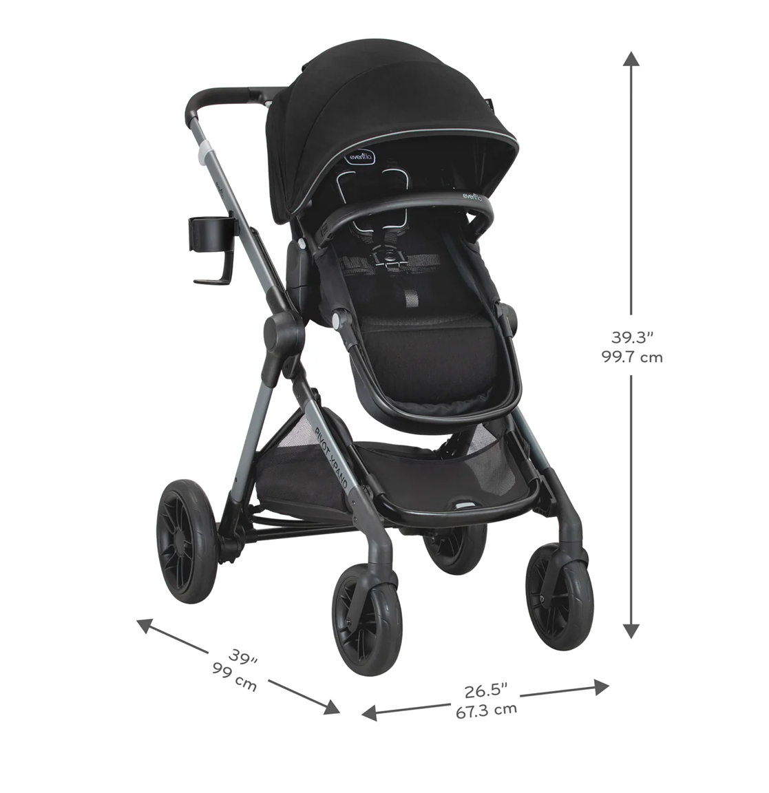 Evenflo - Pivot Xpand Modular Travel System with LiteMax Infant Car Seat - Ayrshire Black