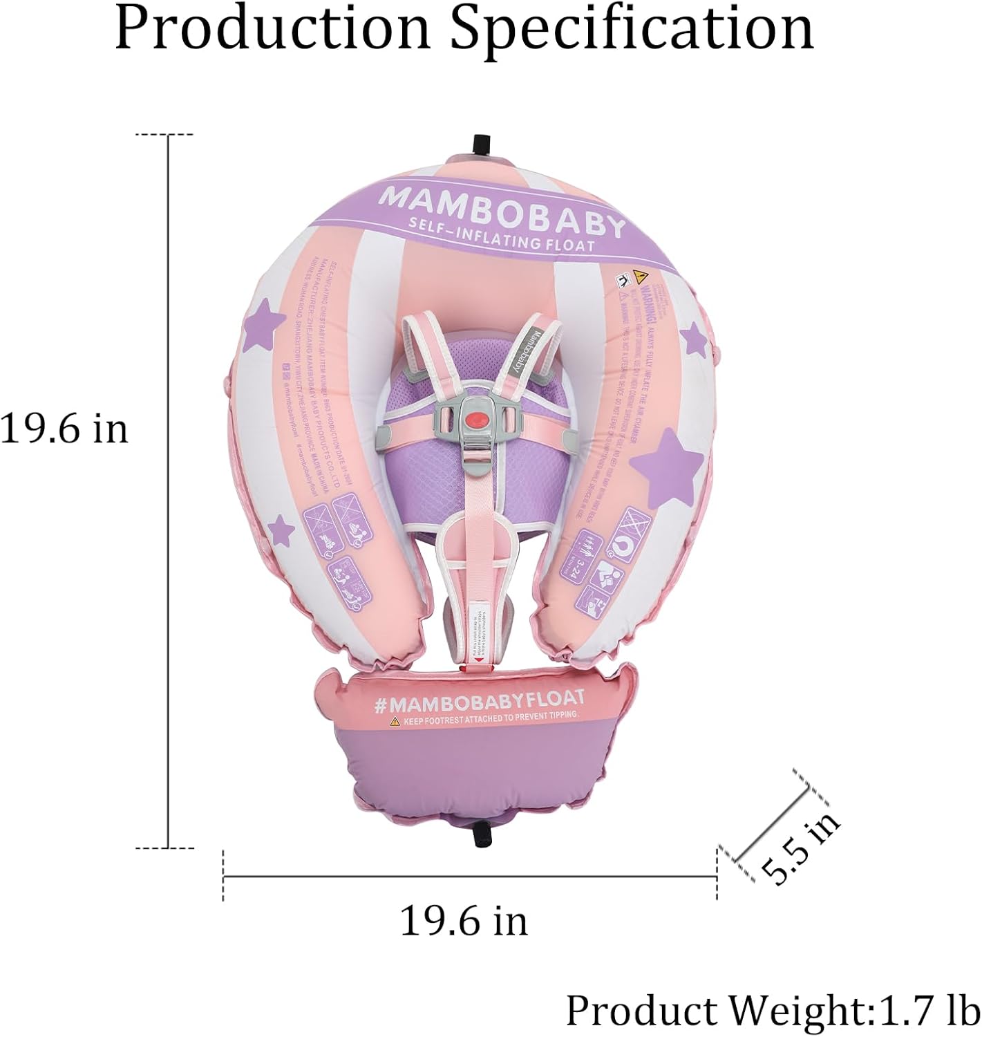 MAMBOBABY SELF-INFLATING BABY FLOAT WITH CANOPY