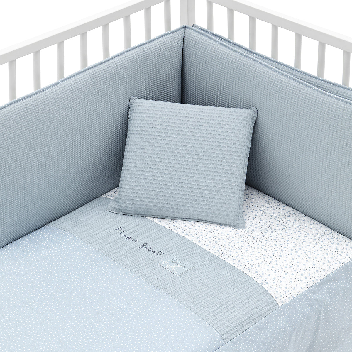 Baby Cotton Set 3 Pcs Bedspread W/S Cot 70x140 cm Forest Blue