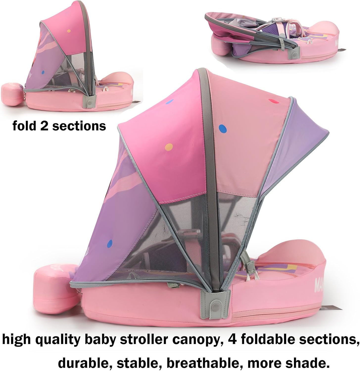 MAMBOBABY BABY FLOAT DOUGHNUTS PINK WITH CANOPY