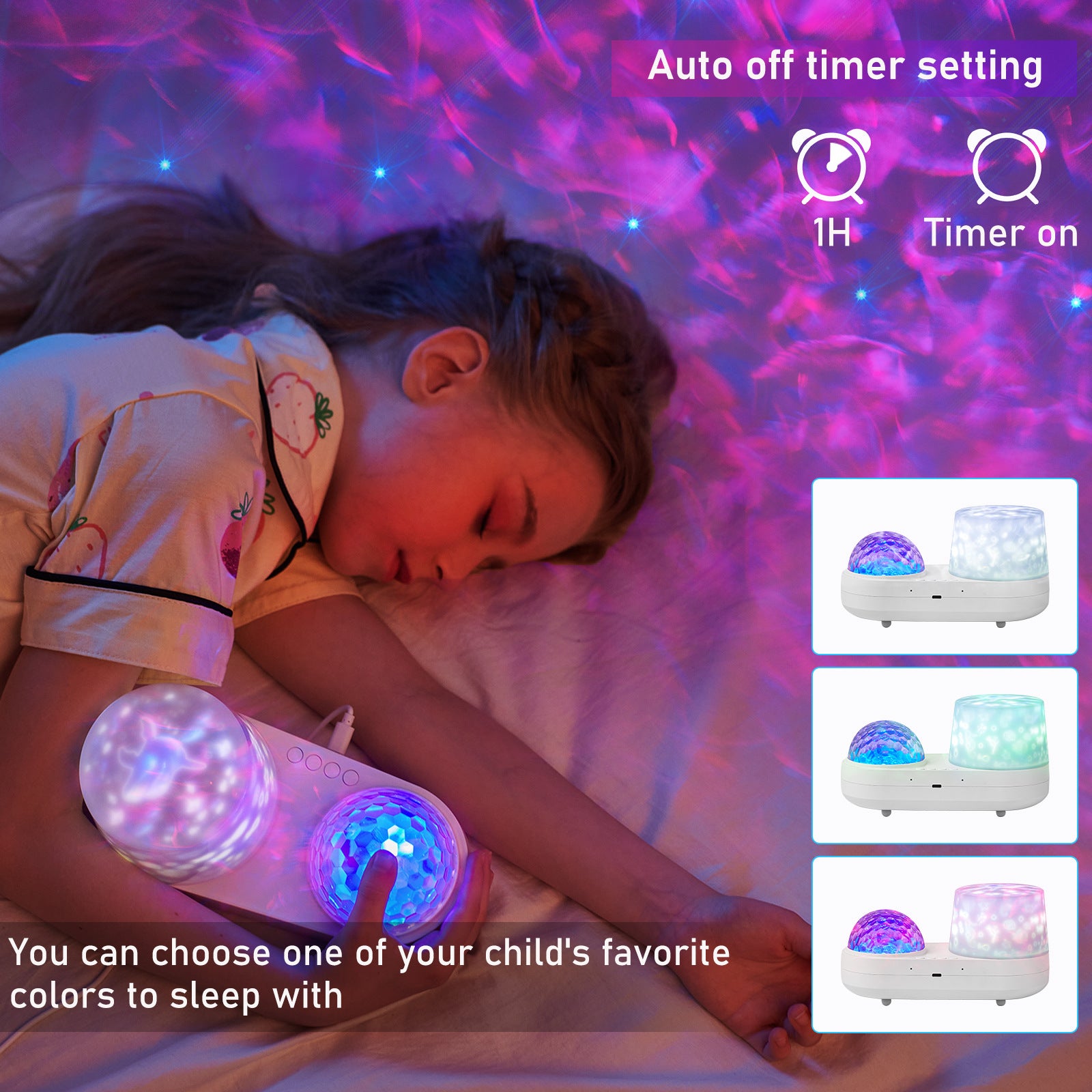 Bedroom Surround Light Projector 360 Degree Rotating Night Lights Projector 6 Colors Projection