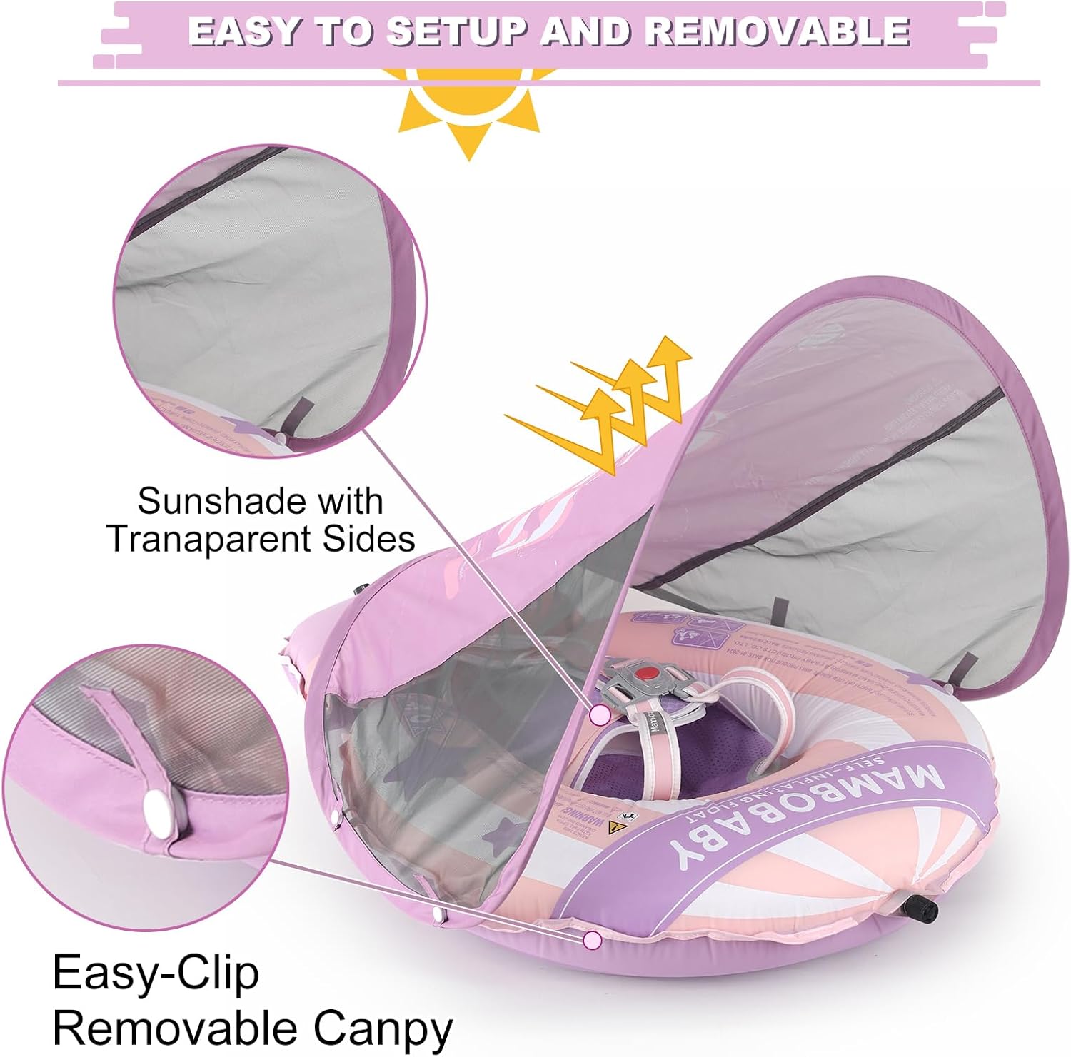 MAMBOBABY SELF-INFLATING BABY FLOAT WITH CANOPY