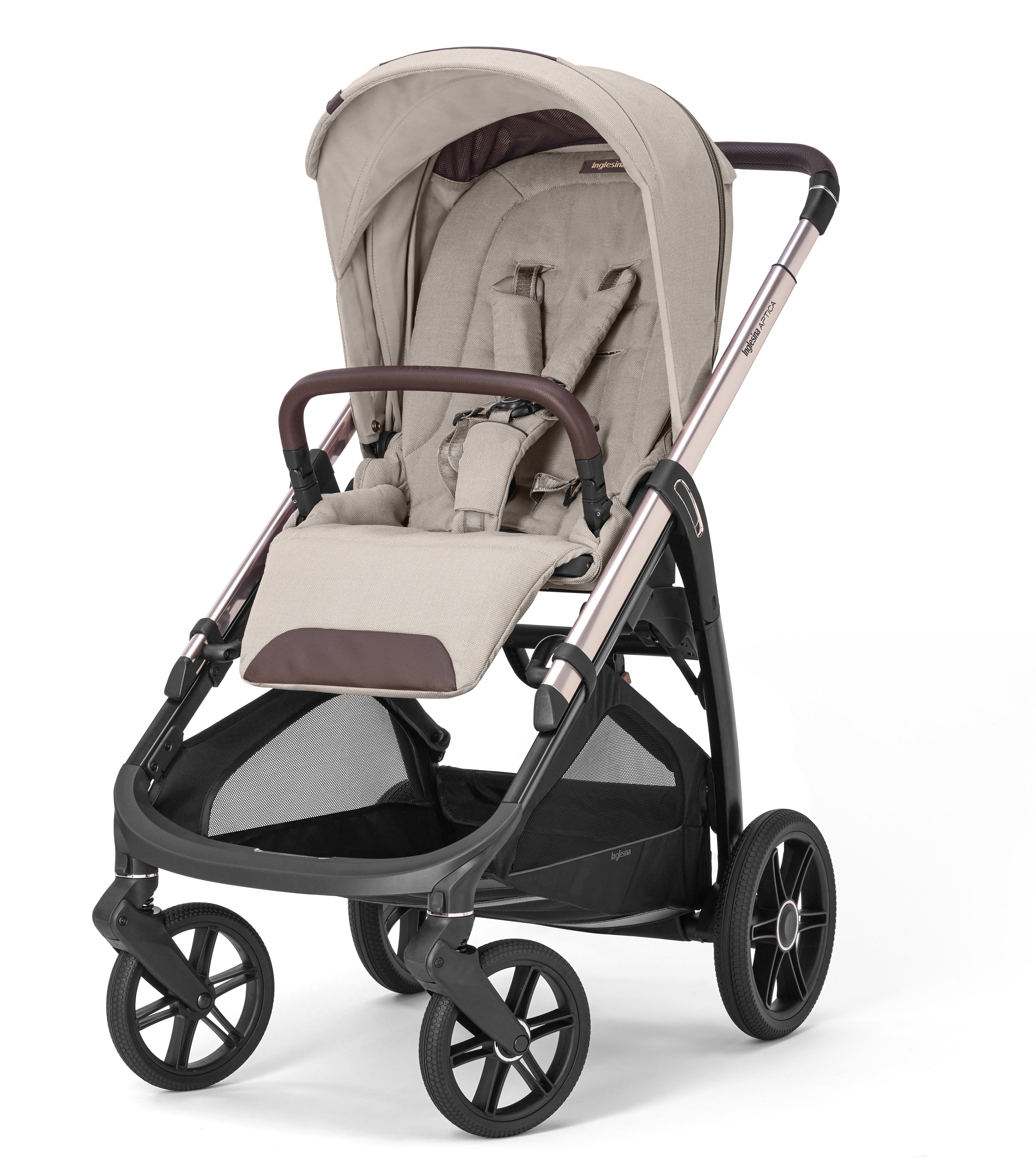 INGLESINA APTICA STROLLER PASHMINA BEIGE+CHASSIS PALLADIO BLACK 4 IN 1 FULL SET