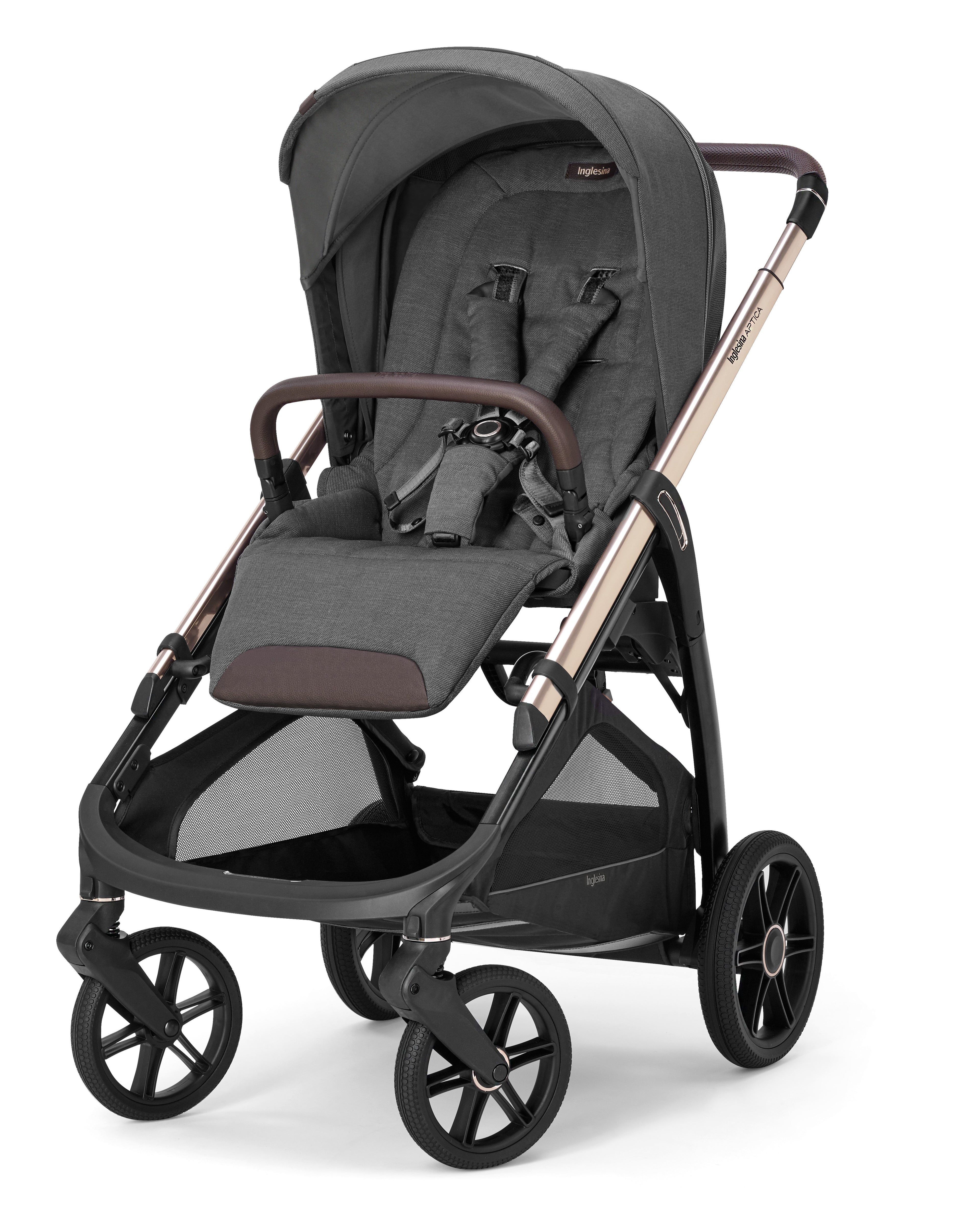 INGLESINA APTICA STROLLER VELVET GREY+CHASSIS PALLADIO BLACK 4 IN 1 FULL SET