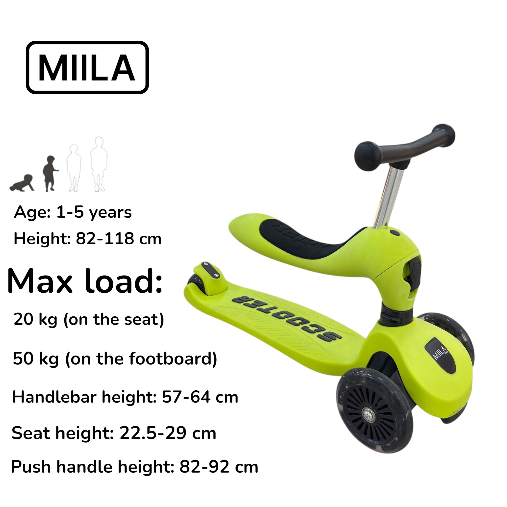 MIILA SCOOTER 2 IN 1 LIME GREEN