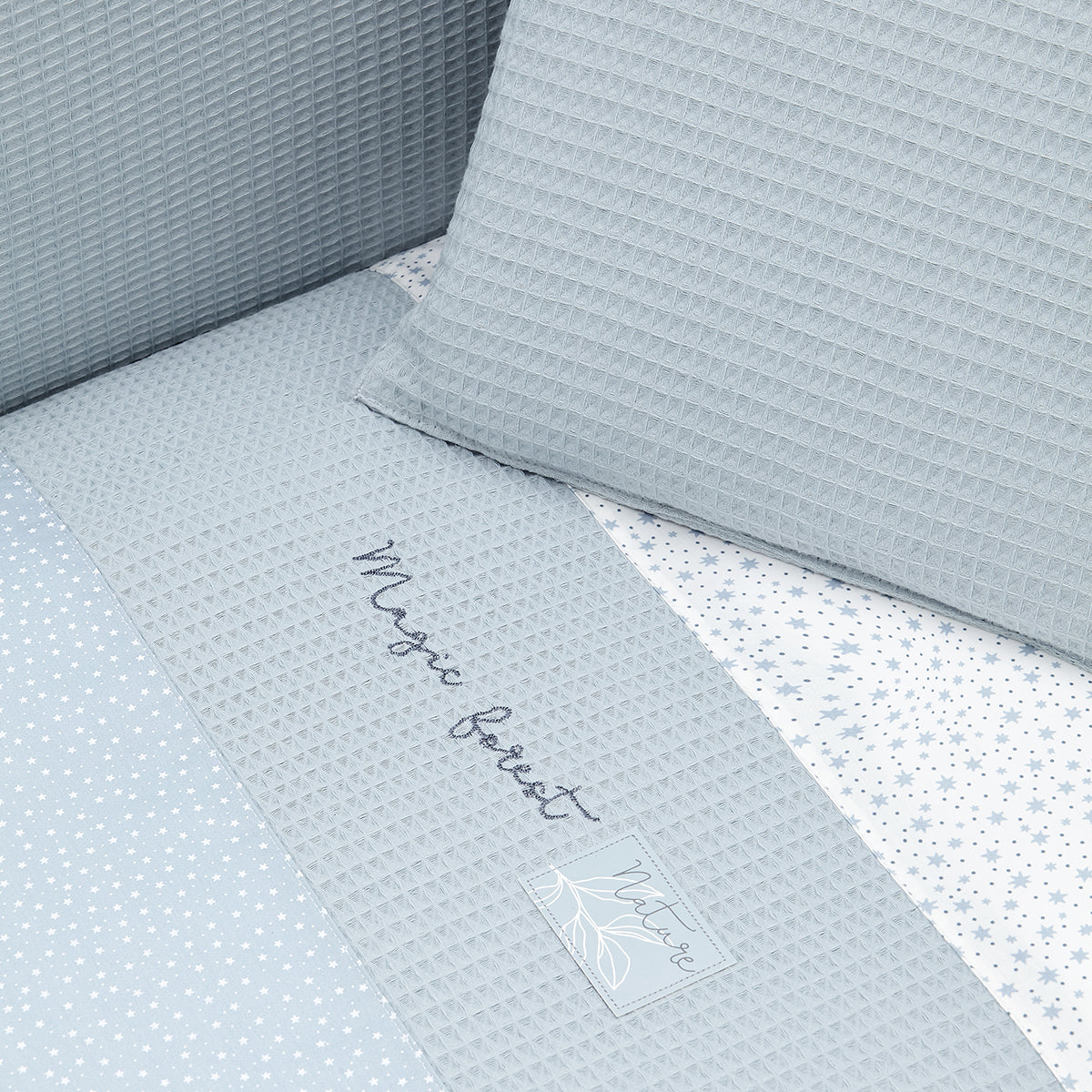 Baby Cotton Set 3 Pcs Bedspread W/S Cot 70x140 cm Forest Blue