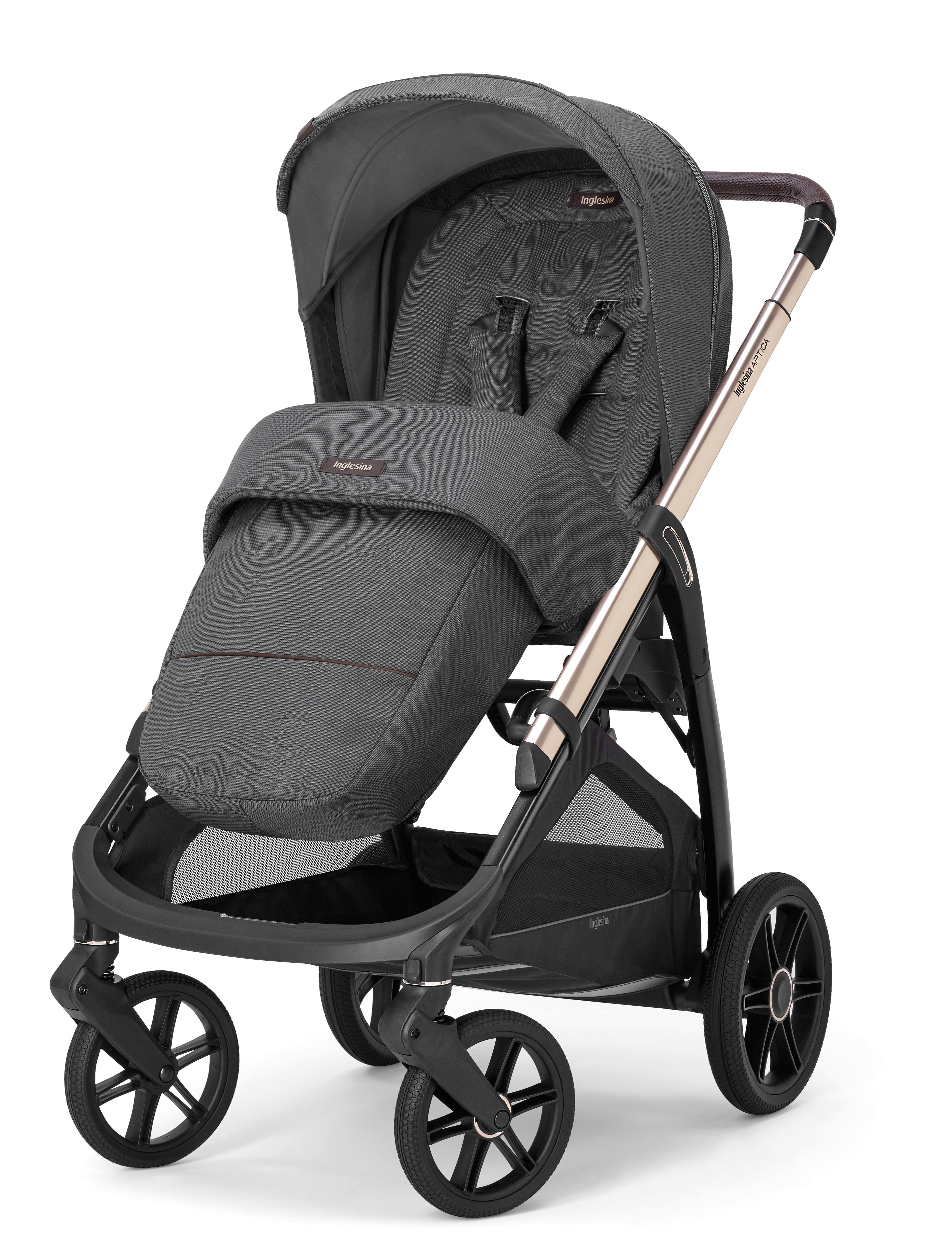 INGLESINA APTICA STROLLER VELVET GREY+CHASSIS PALLADIO BLACK 4 IN 1 FULL SET