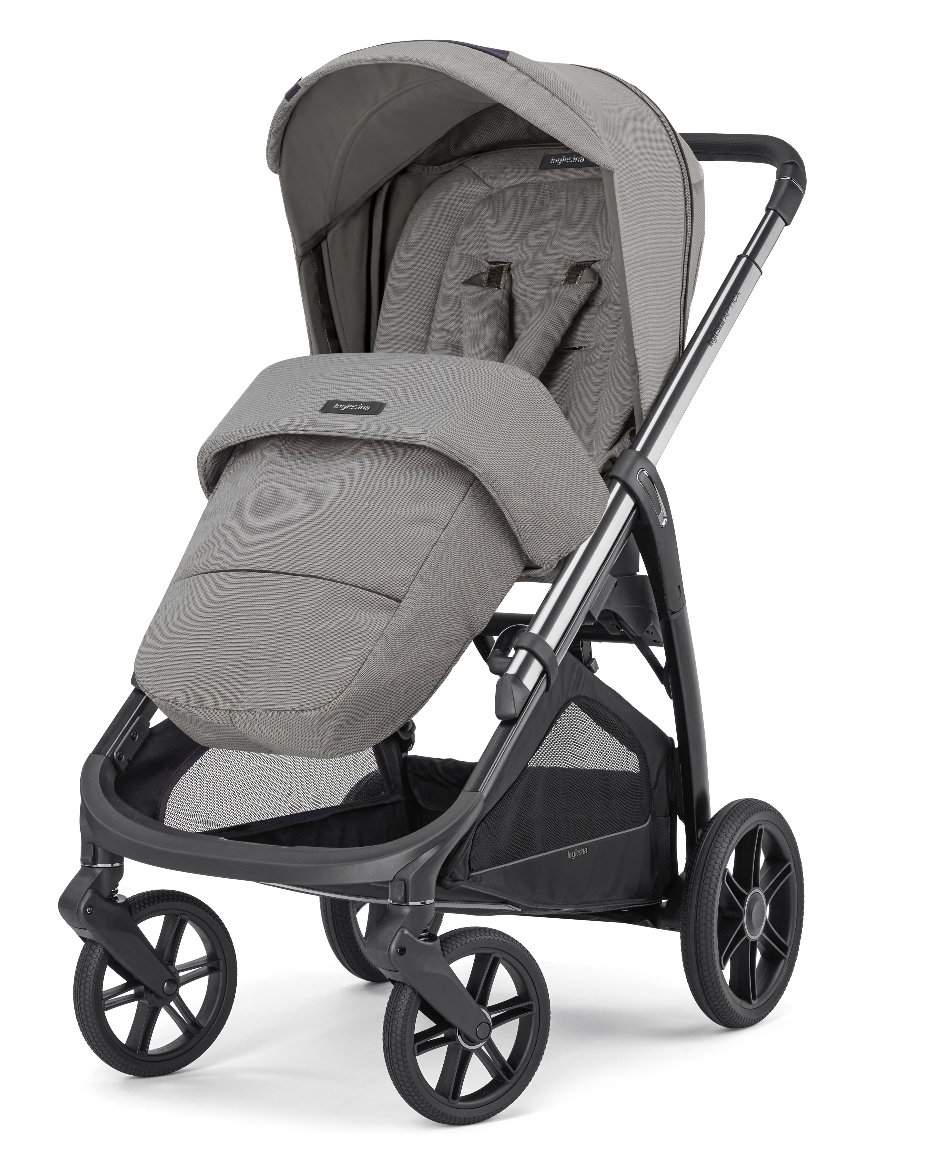 INGLESINA APTICA STROLLER DRW PLATINUM GREY+CHASSIS LITIO BLACK 4 IN 1 FULL SET