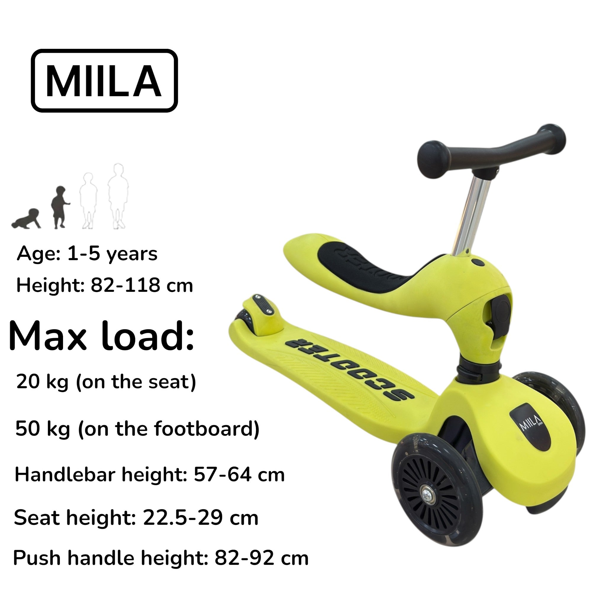 MIILA SCOOTER 2 IN 1 YELLOW