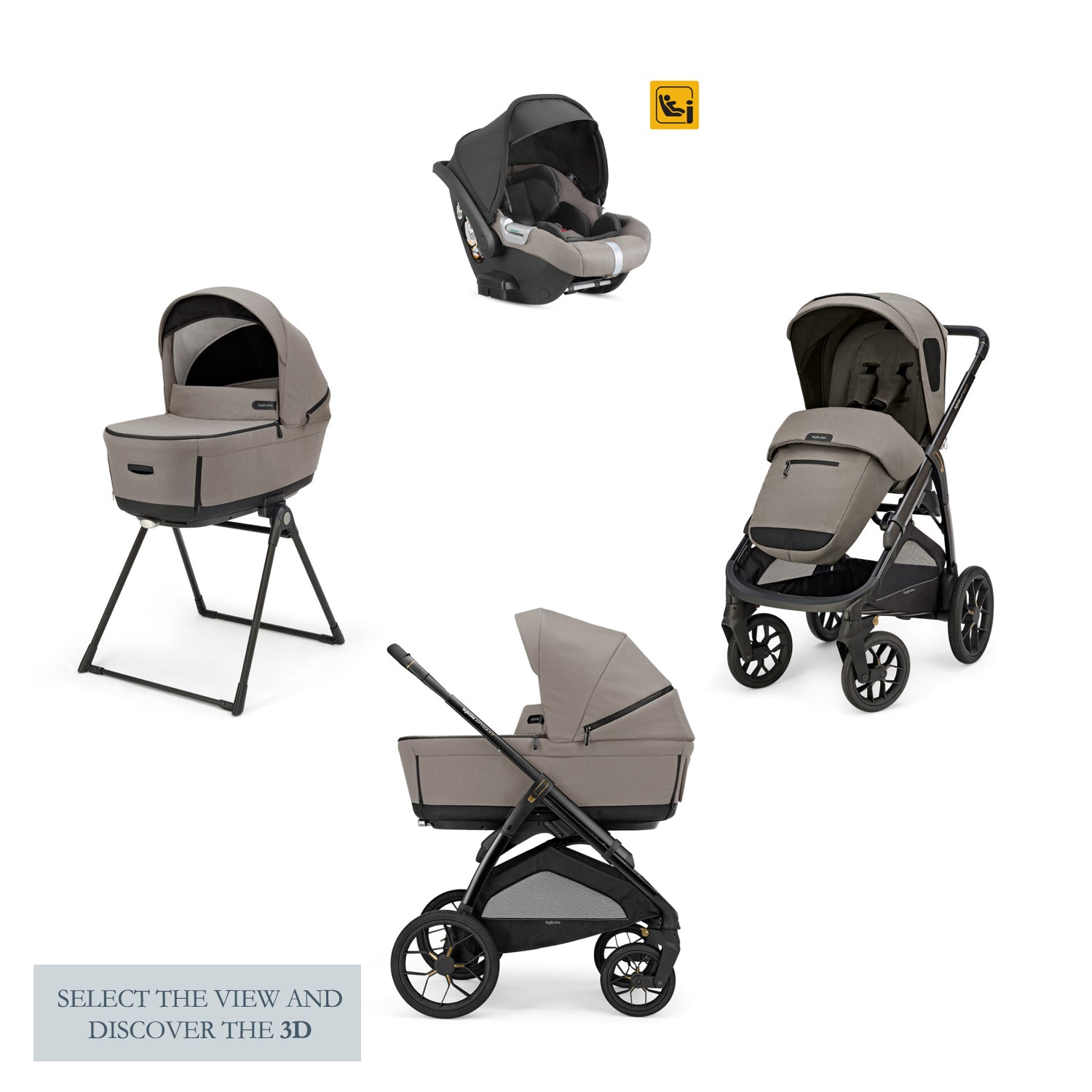 INGLESINA APTICA XT STROLLER -DRW TUNDRA BEIGE+ BLACK CHASSIS 4 IN 1 FULL SET