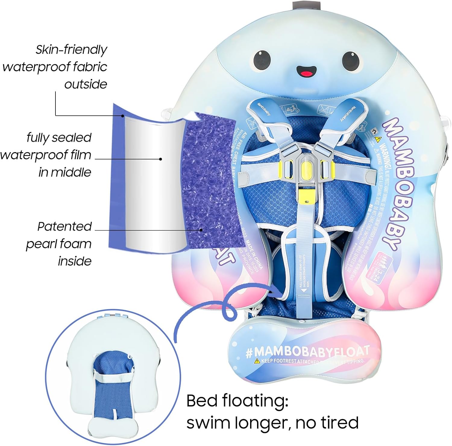 MAMBOBABY BABY FLOAT JELLY DREAM BLUE WITH CANOPY