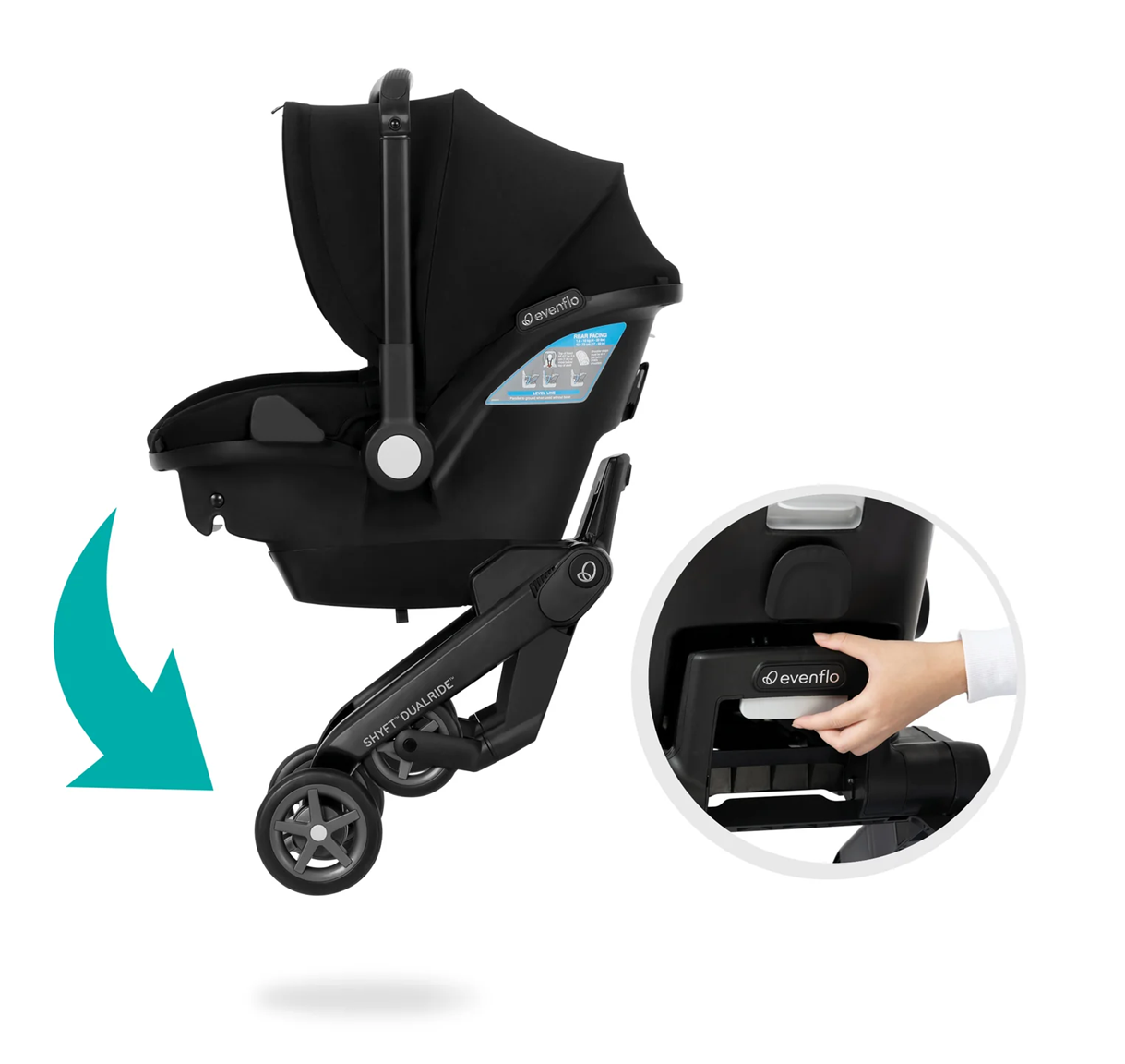 Evenflo - Shyft DualRide Infant Car Seat and Stroller Combo - Beaufort Black