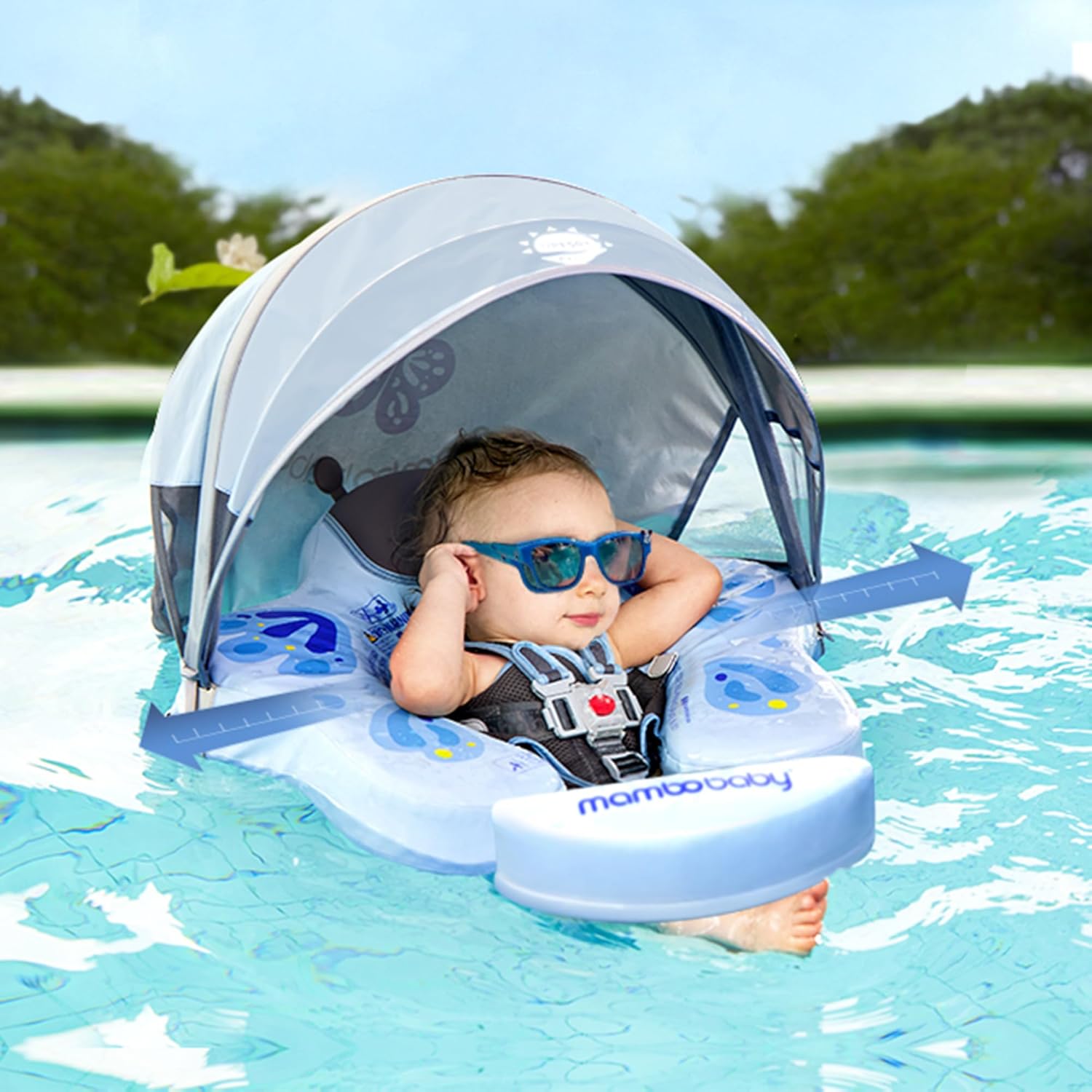 MAMBOBABY BABY FLOAT BLUE BUTTERFLY WITH CANOPY
