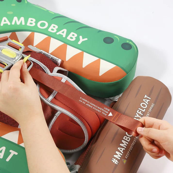 MAMBOBABY BABY FLOAT CROCODILE GREEN WITH CANOPY