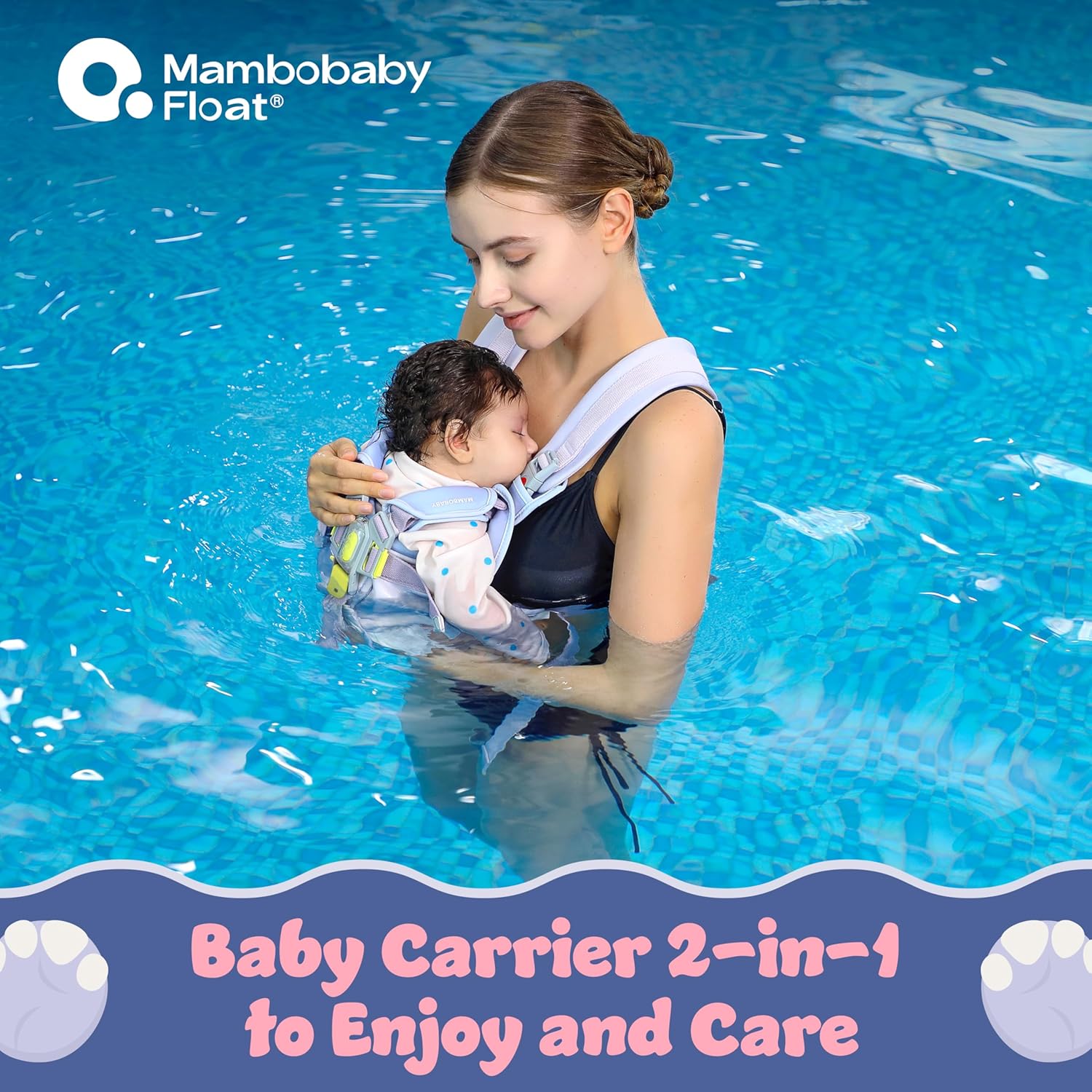 MAMBOBABY BABY FLOAT ELEPHANT BLUE WITH CANOPY