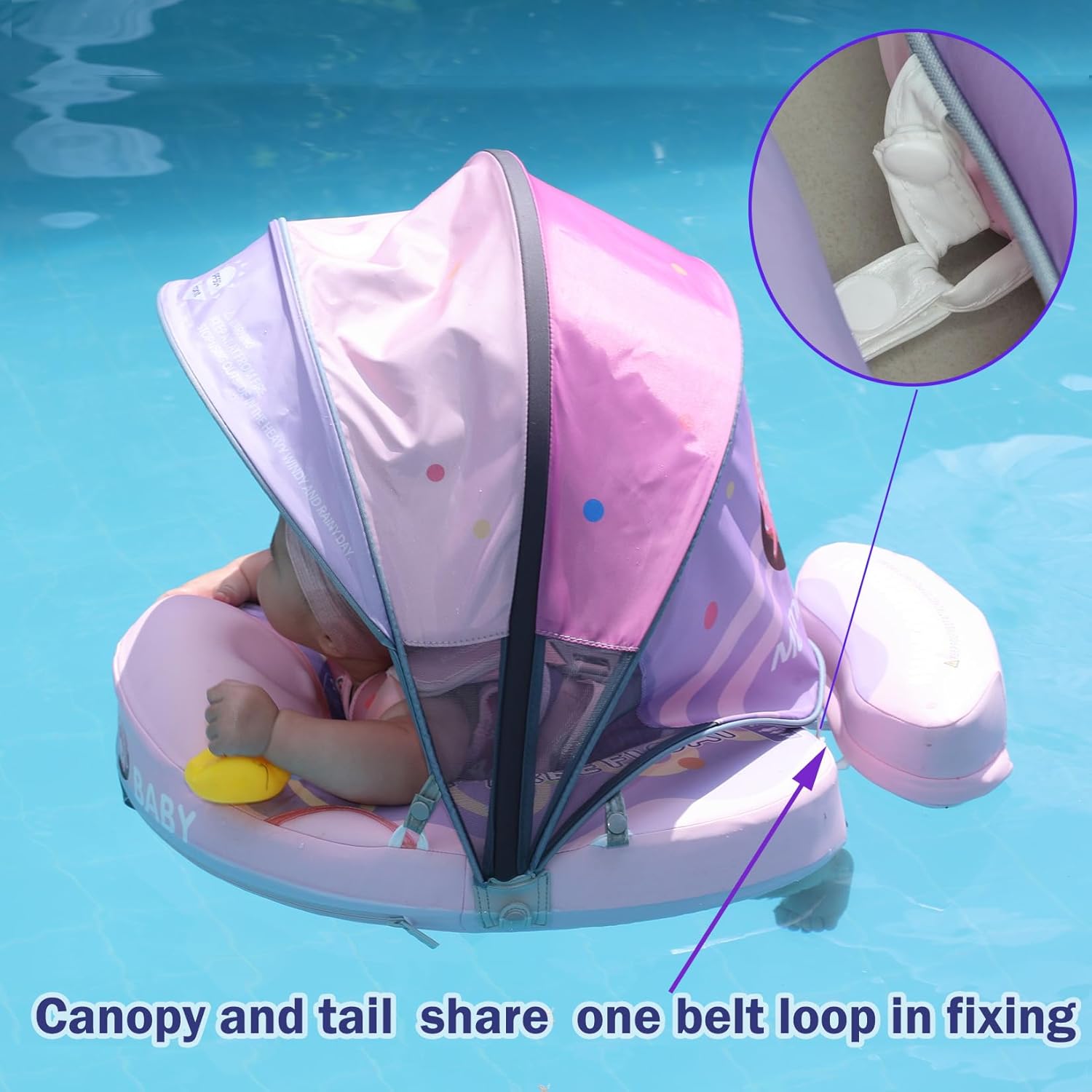 MAMBOBABY BABY FLOAT DOUGHNUTS PINK WITH CANOPY
