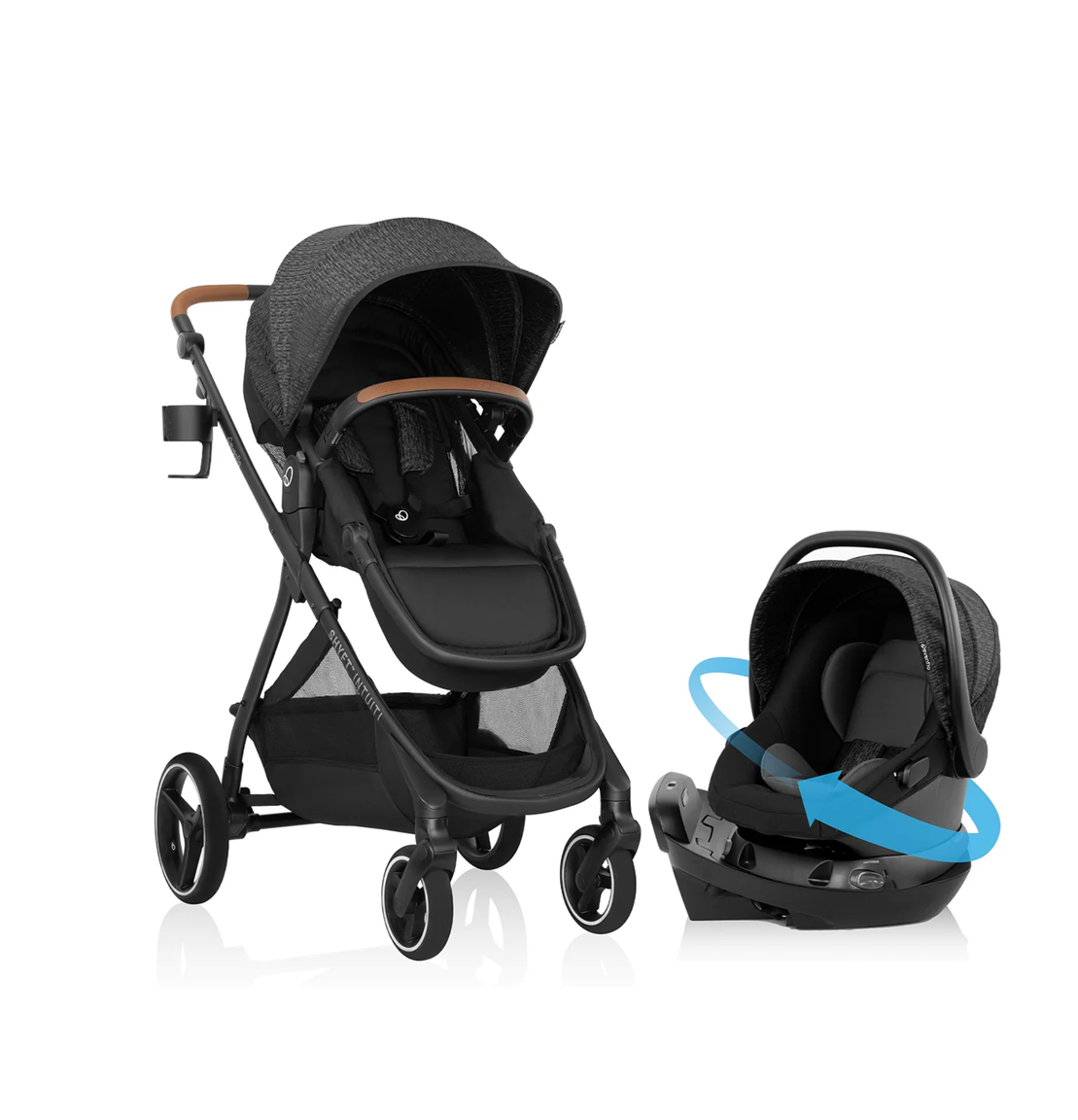 Evenflo - Shyft Intuiti Travel System with Revolve180 LiteMax NXT Rotational Infant Car Seat - Black Shale