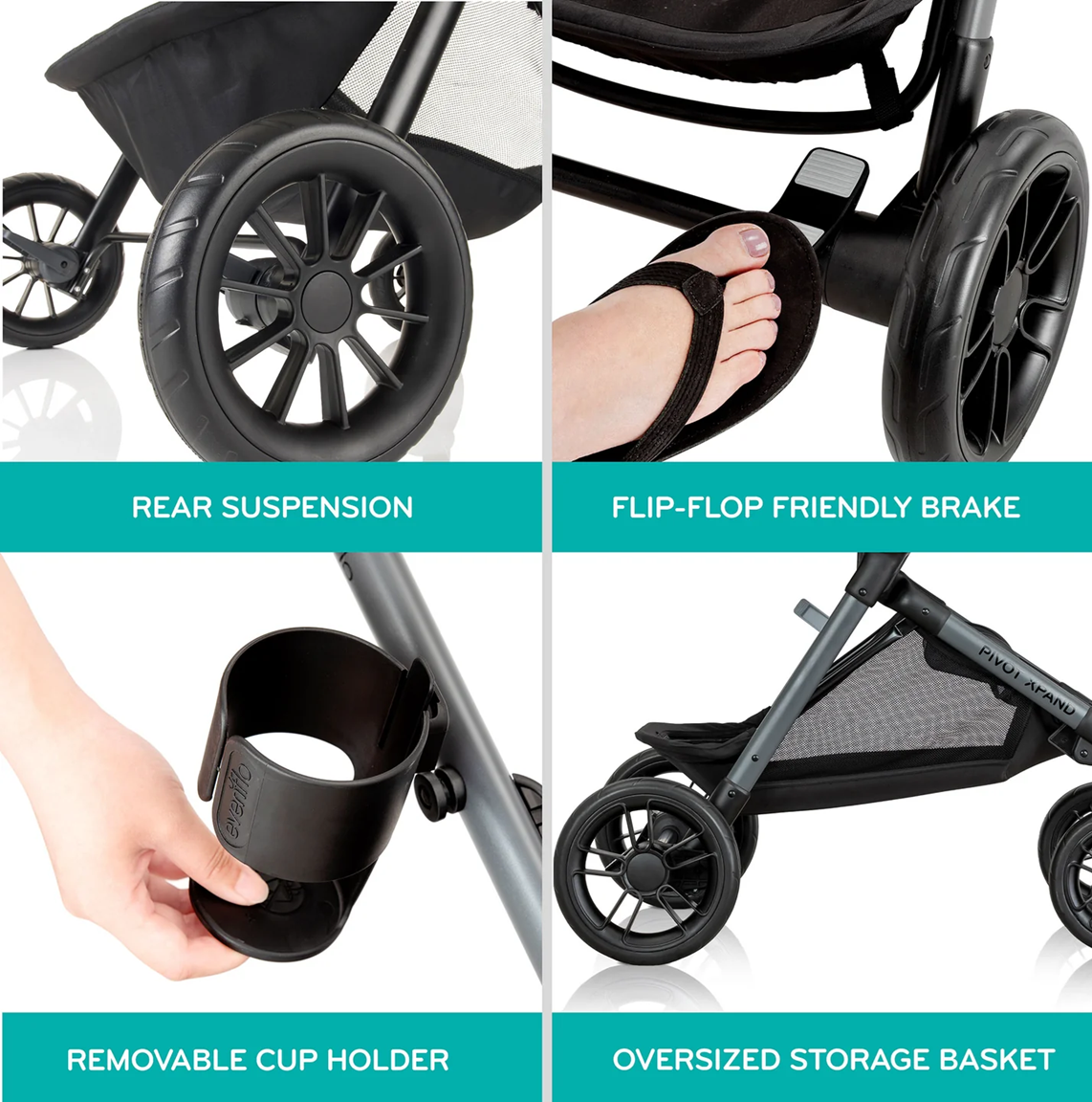 Evenflo - Pivot Xpand Modular Travel System with LiteMax Infant Car Seat - Ayrshire Black