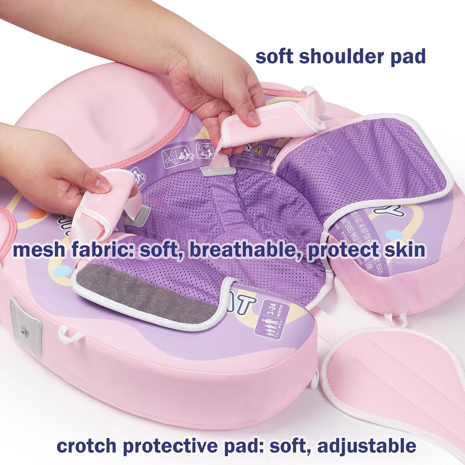 MAMBOBABY BABY FLOAT DOUGHNUTS PINK WITH CANOPY