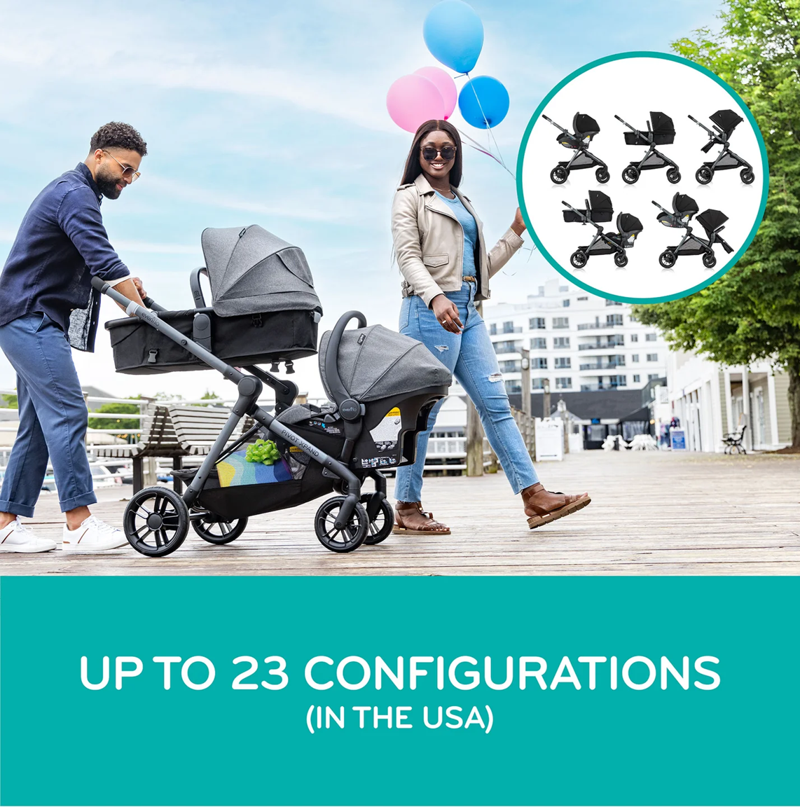 Evenflo - Pivot Xpand Modular Travel System with LiteMax Infant Car Seat - Ayrshire Black