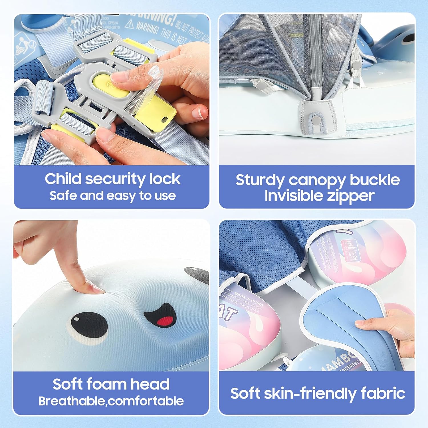 MAMBOBABY BABY FLOAT JELLY DREAM BLUE WITH CANOPY