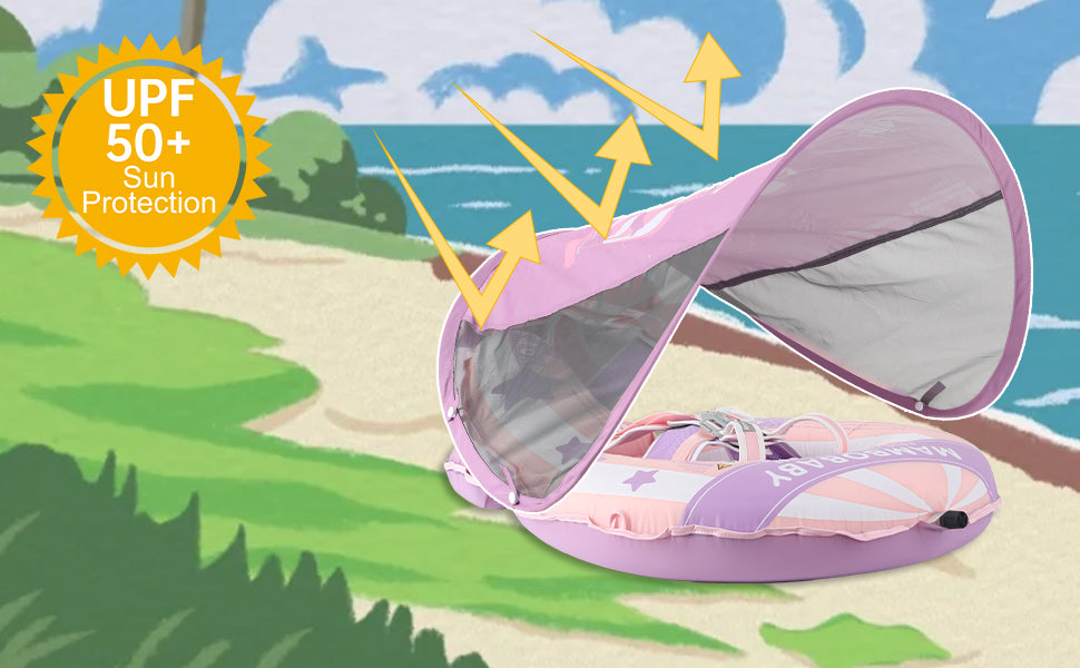 MAMBOBABY SELF-INFLATING BABY FLOAT WITH CANOPY