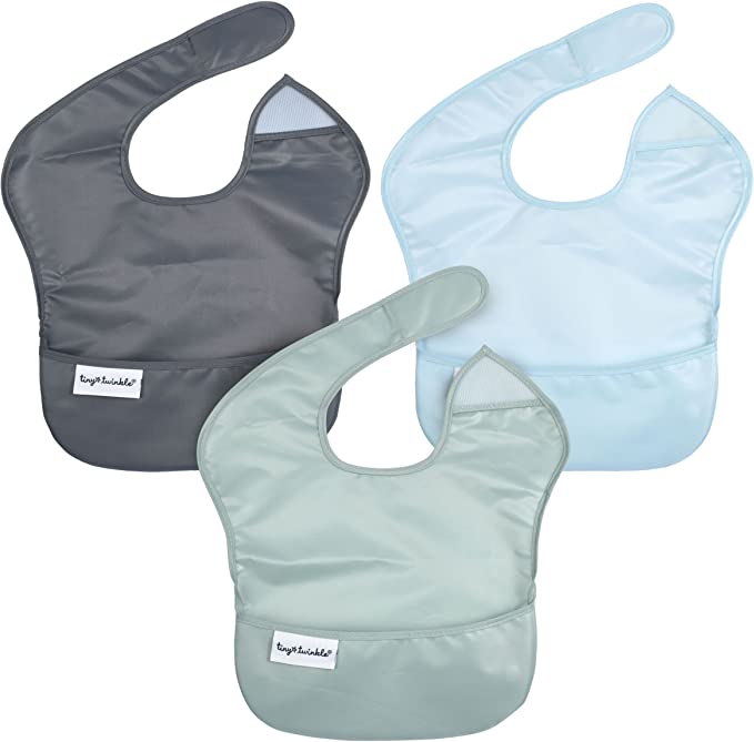 Tiny Twinkle Easy Bib 3 Pack - Recycled Sage* Charcoal* Sky blue