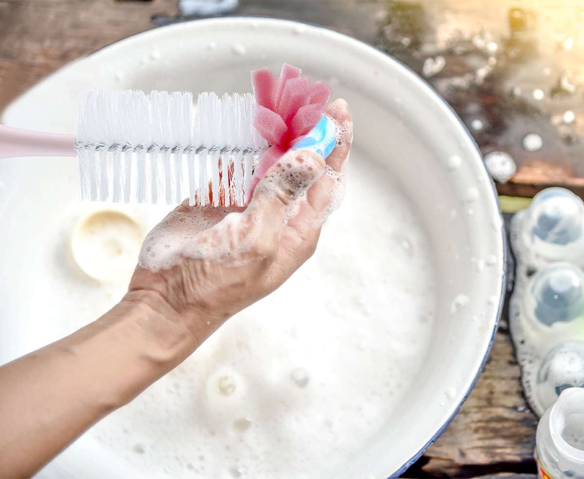 BABYJEM SPONGE BOTTLE CLEANING BRUSH PINK