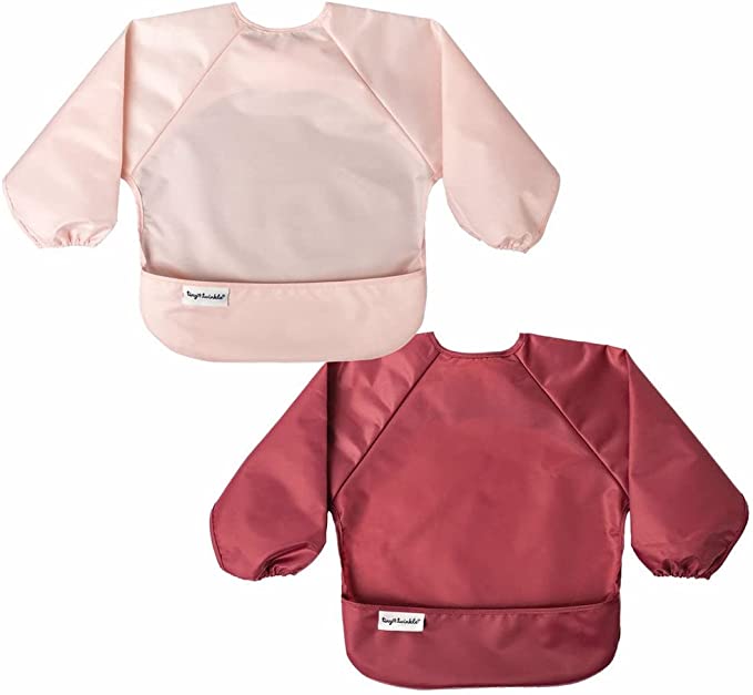 Tiny Twinkle Full Sleeve Bib 2pk - Rose & Burgundy* Small