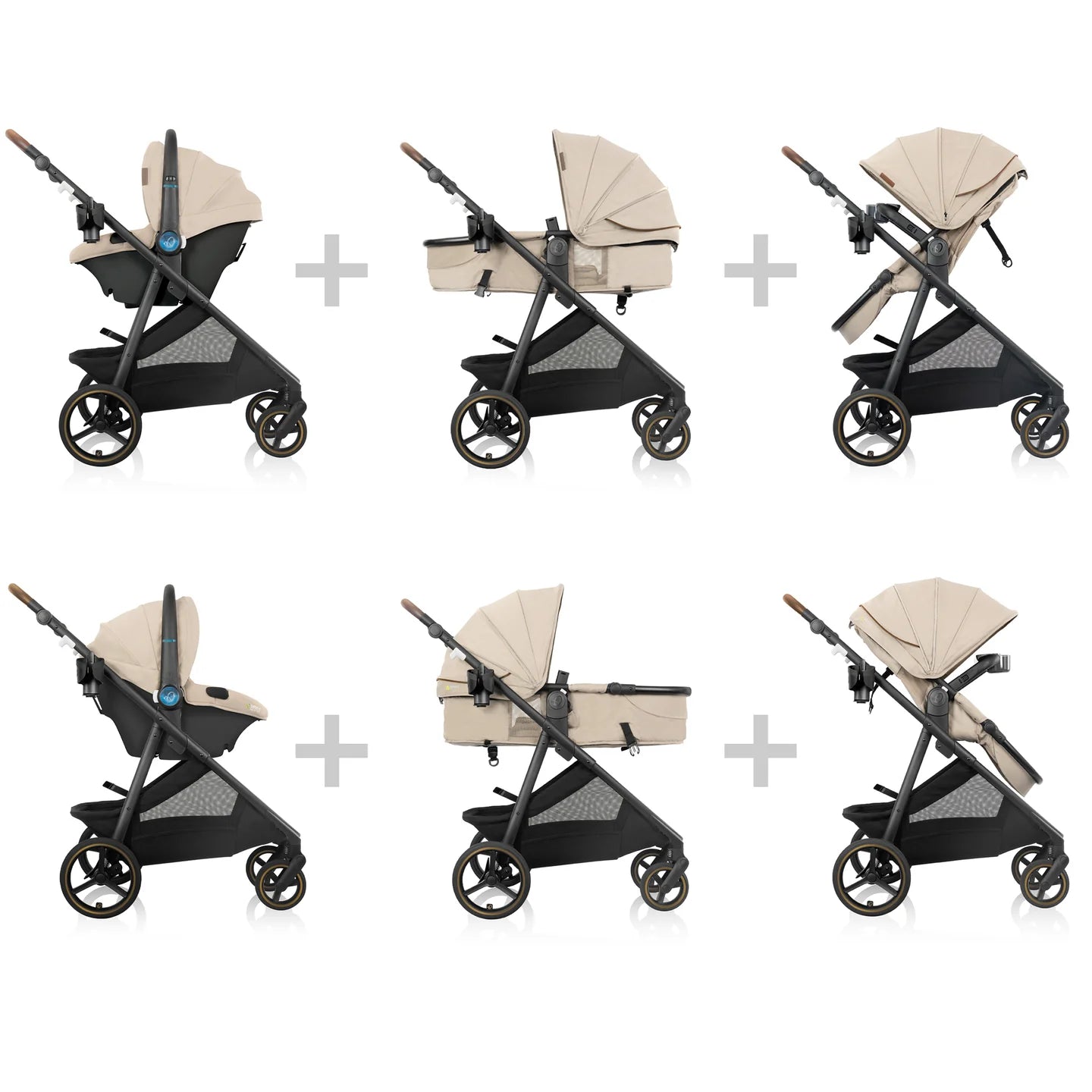 Evenflo - Shyft Intuiti+ Travel System featuring Revolve180 LiteMax NXT with SensorySoothe - Travertine