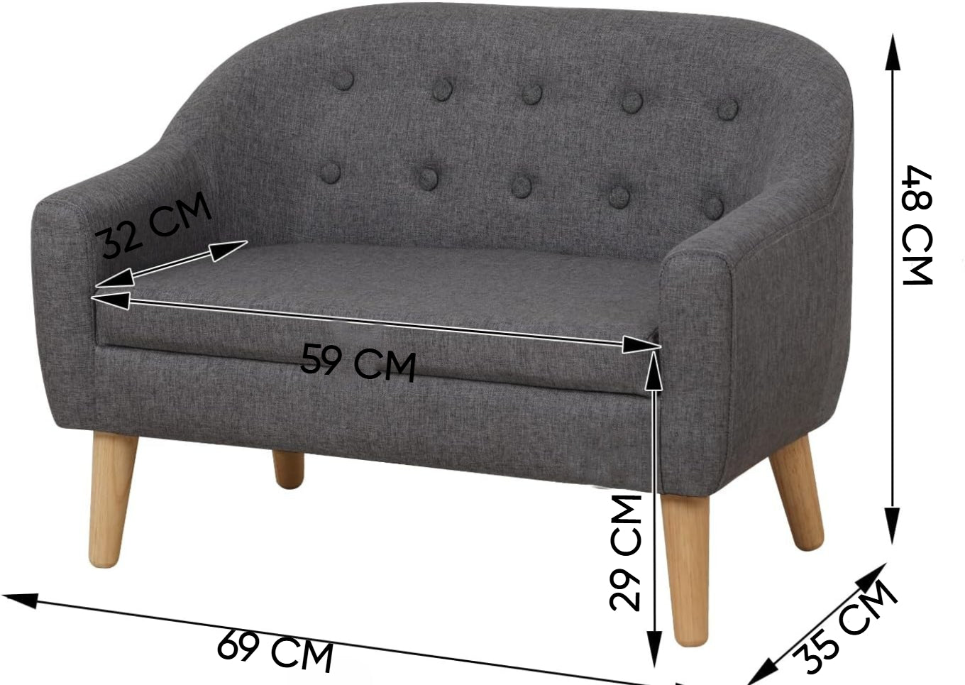 Miila Sofa Double Seats Grey