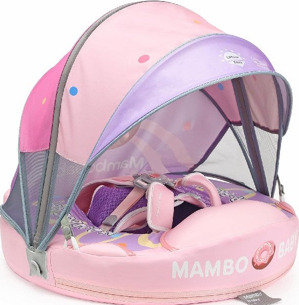 MAMBOBABY BABY FLOAT DOUGHNUTS PINK WITH CANOPY
