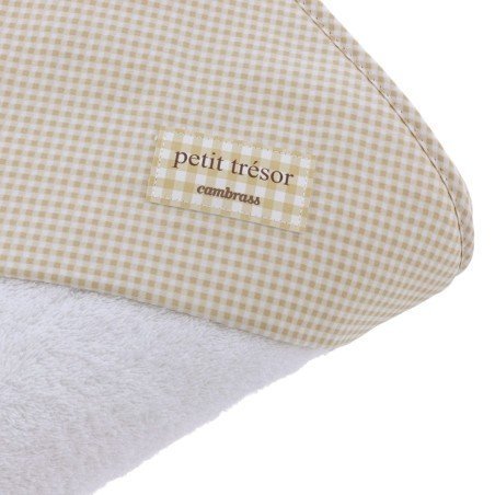 Baby Cotton Towel Cap 100x100cm Vichy Beige