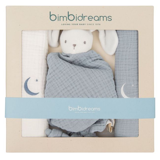 Bimbidreams Gift Box (Doudou+2 Muslina Swaddle) Blue
