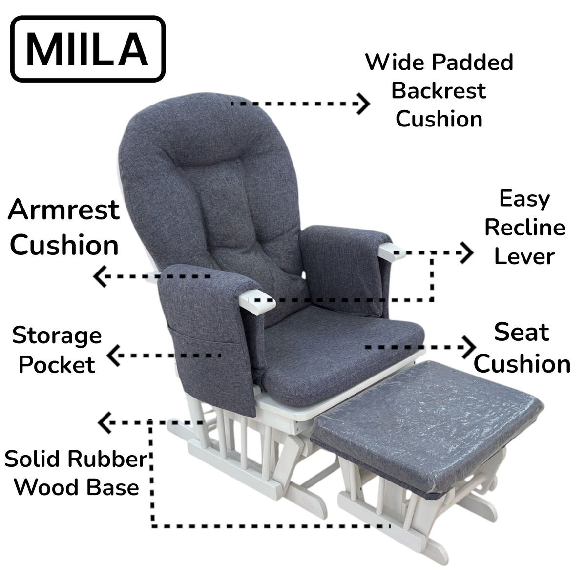 Miila Wooden Nursing Chair Grey
