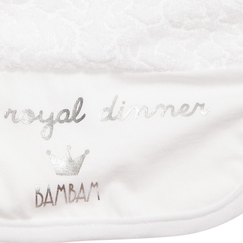 Bambam Baby White Royal Dinner Bib