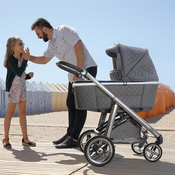 Bebecar Pram Via + Bag + Car Seat - SP 033 (Dark Grey)
