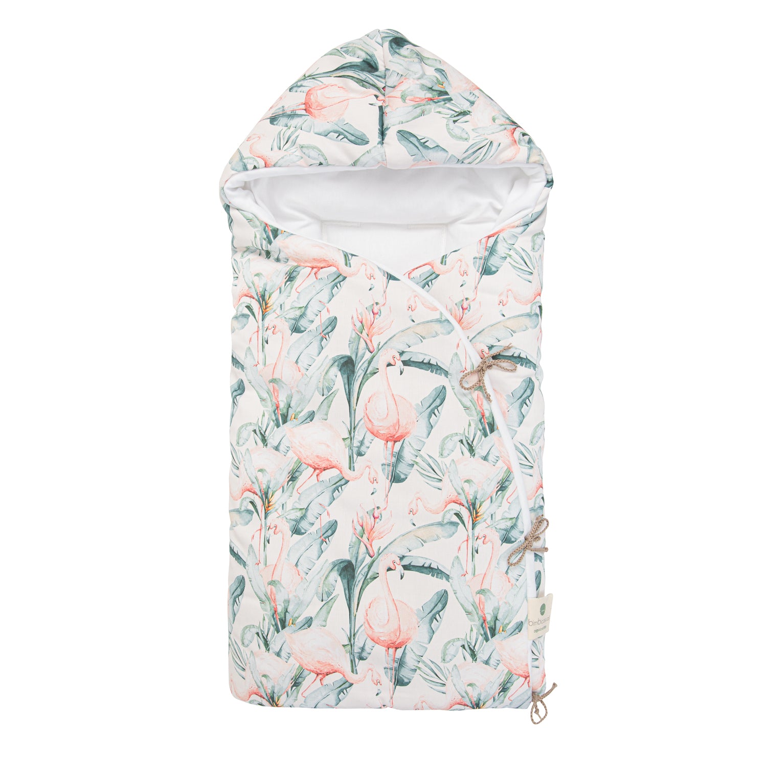 Bimbidreams Newborn Sleeping bag With Hood Flamingo White