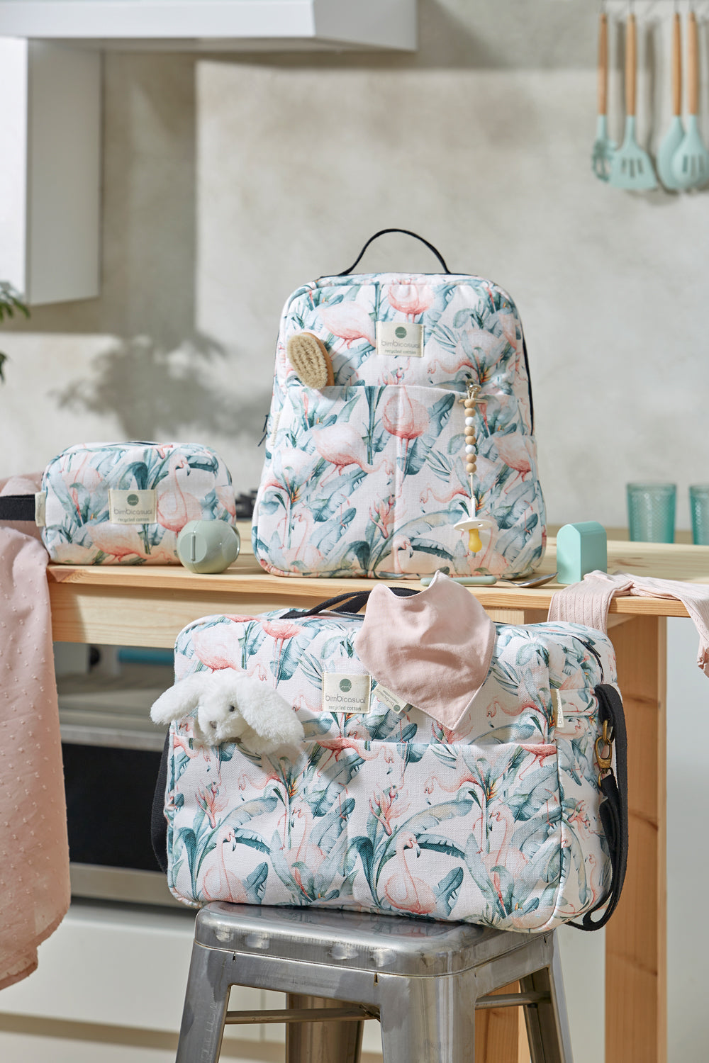 Bimbidreams Maternal Bag Flamingo White