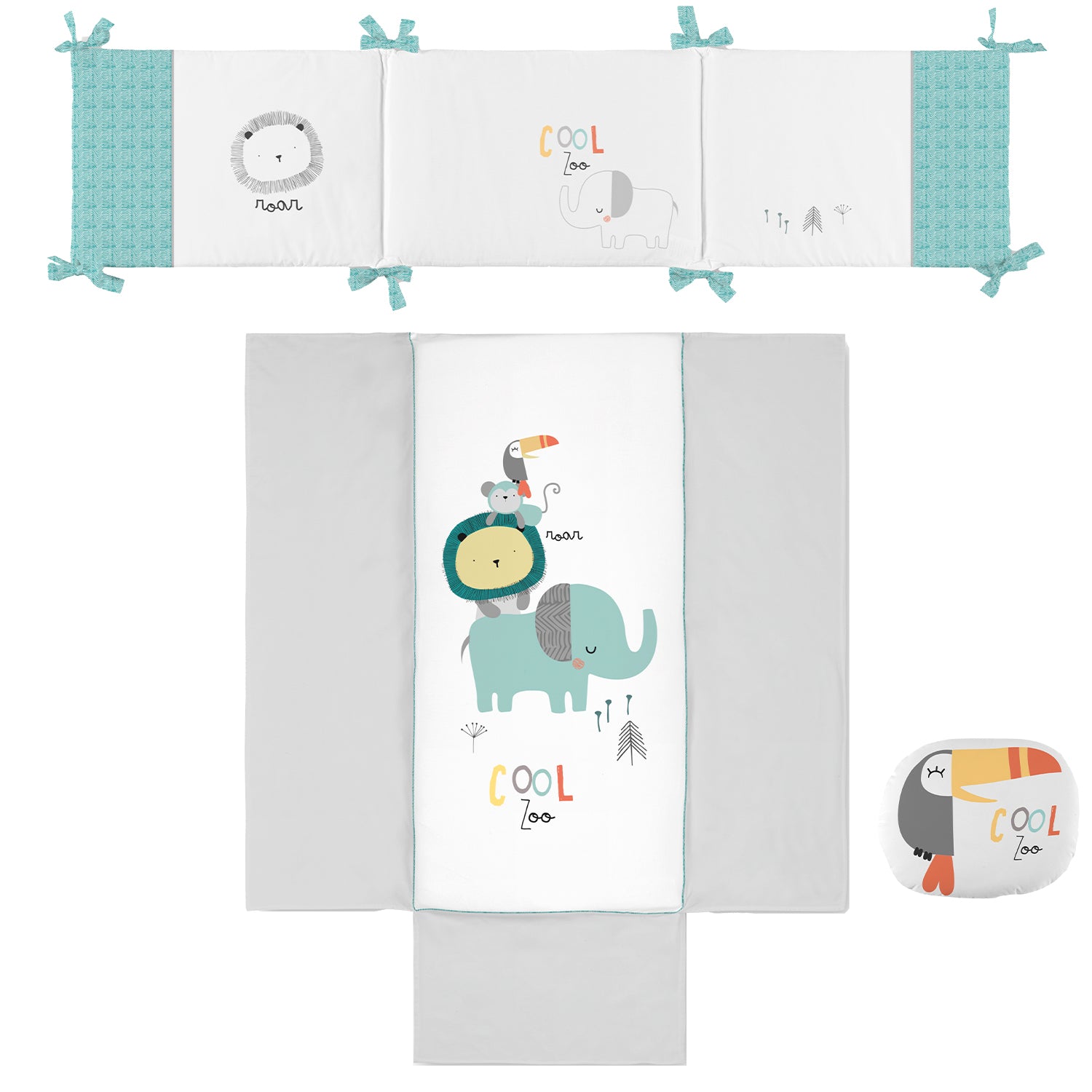 Bimbidreams Quilt + Bump + Cus 72X142 Cool Zoo W/Grey
