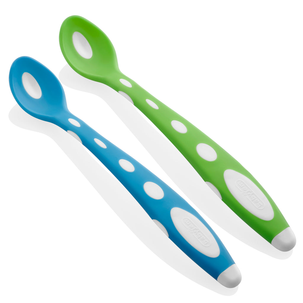 Babyjem Soft Tip Spoon 2 Pcs - Green And Blue