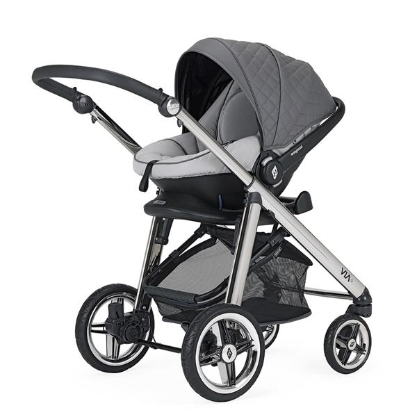 Bebecar Pram Via + Bag + Car Seat - SP 033 (Dark Grey)